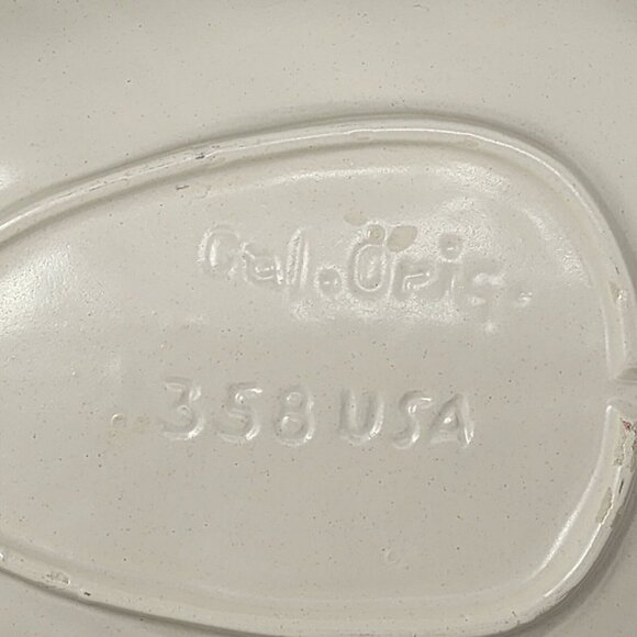 California Pottery Ceramic White Leaf Dish Bowl With Gold Trim Vintage 15" MCM - Picture 6 of 10